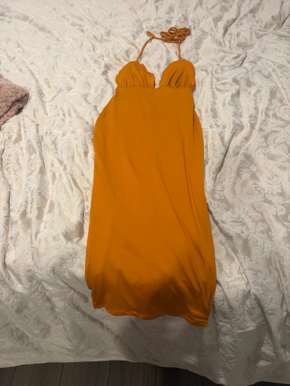 Oh Polly Strapless Midi Dress in Mustard Yellow